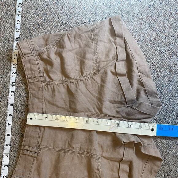 H&M Linen Cotton Casual Shorts Women Sz8 Summer Beachy Outdoors Brown Pockets - Picture 2 of 6